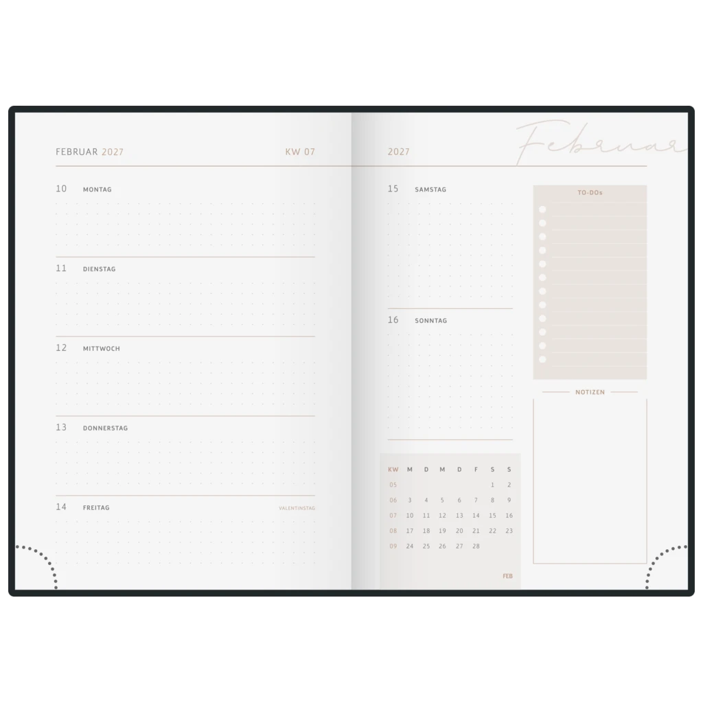 Buchkalender Premium Young Line 2027 „Feather“ | A5, Textil