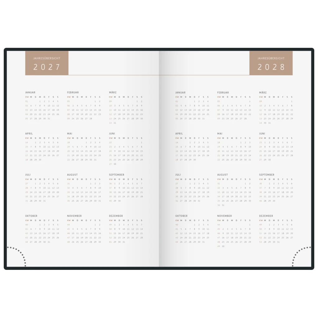Buchkalender Premium Young Line 2027 „Feather“ | A5, Textil