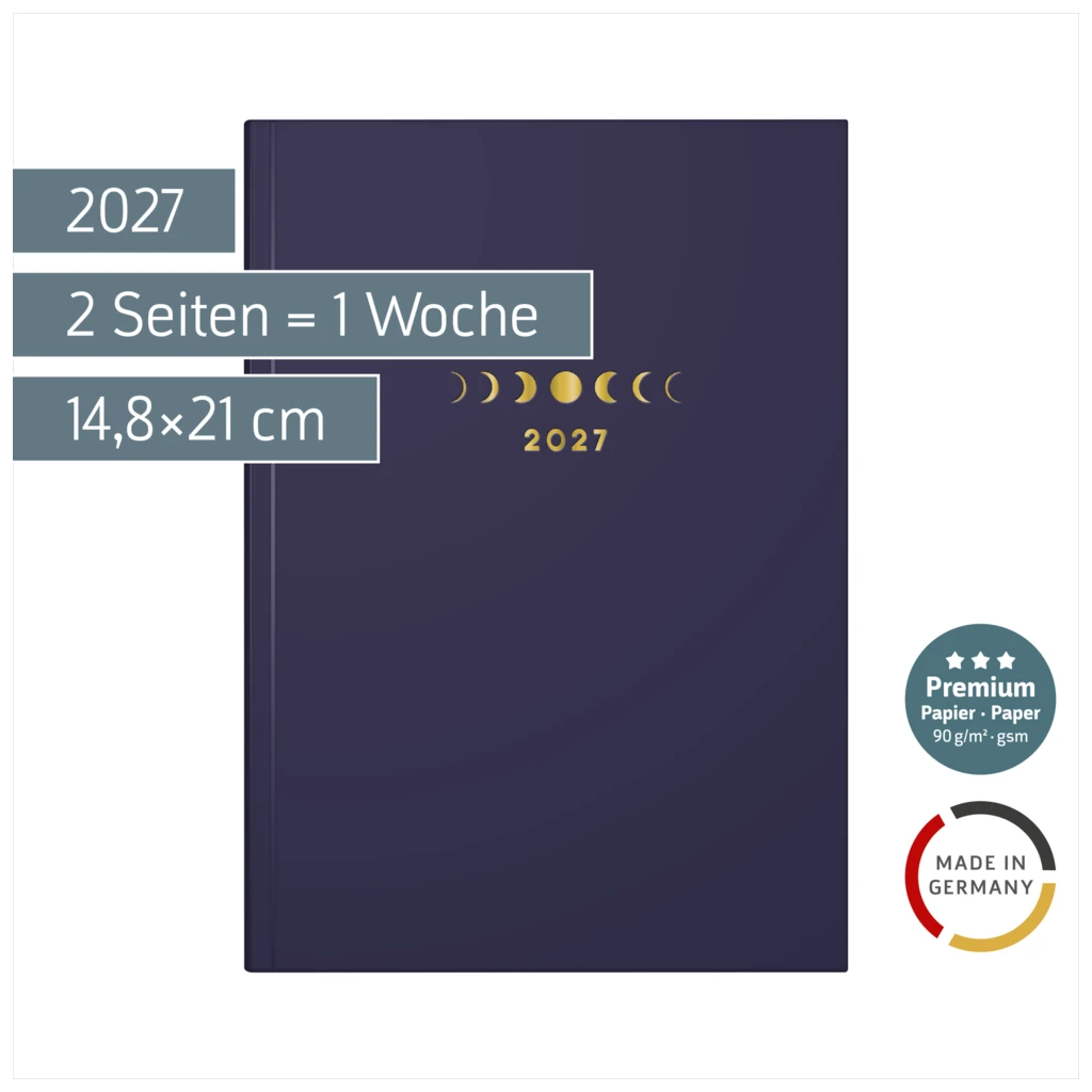 Buchkalender Premium Young Line 2027 „Moon“ | A5, Papier