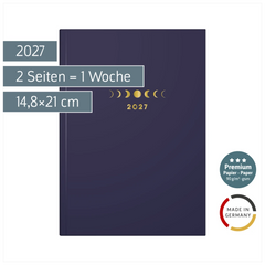 Buchkalender Premium Young Line 2027 „Moon“ | A5, Papier