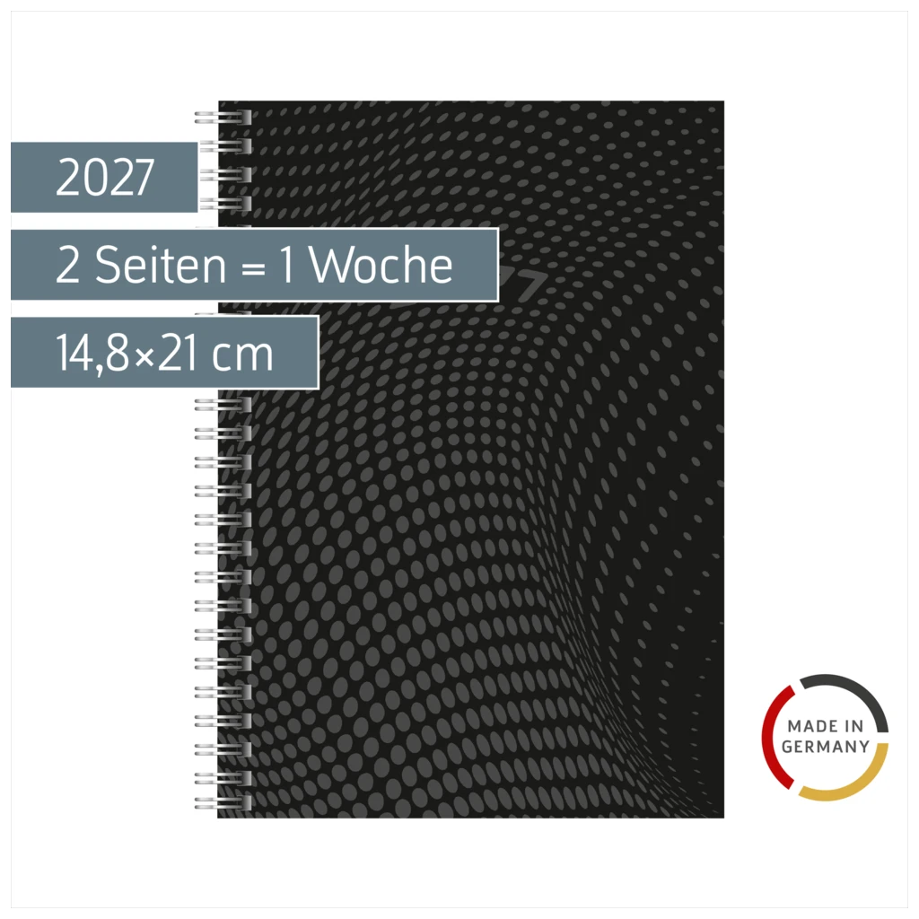 Buchkalender Mod. Timing 1 2027 | A5, Kunststoff, schwarz