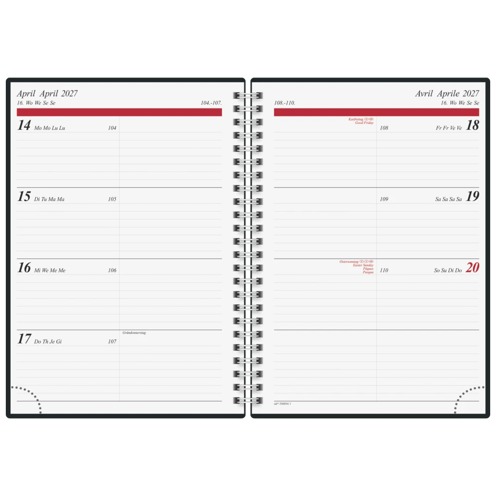 Buchkalender Design Line Mod. Timing 1 2027 „be different“ | A5, Papier