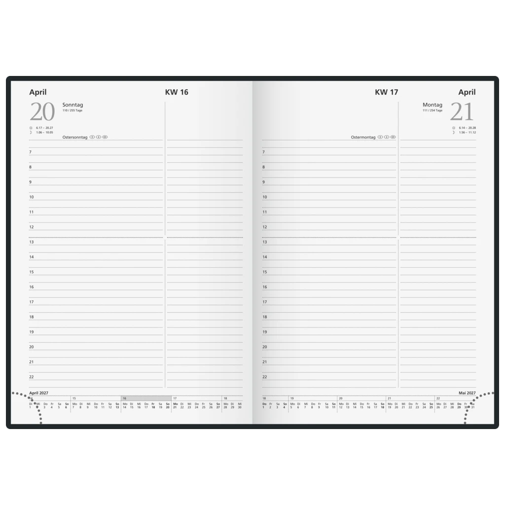Buchkalender Mod. Chefplaner 2027 „Carbon“ | A5, Kunstleder