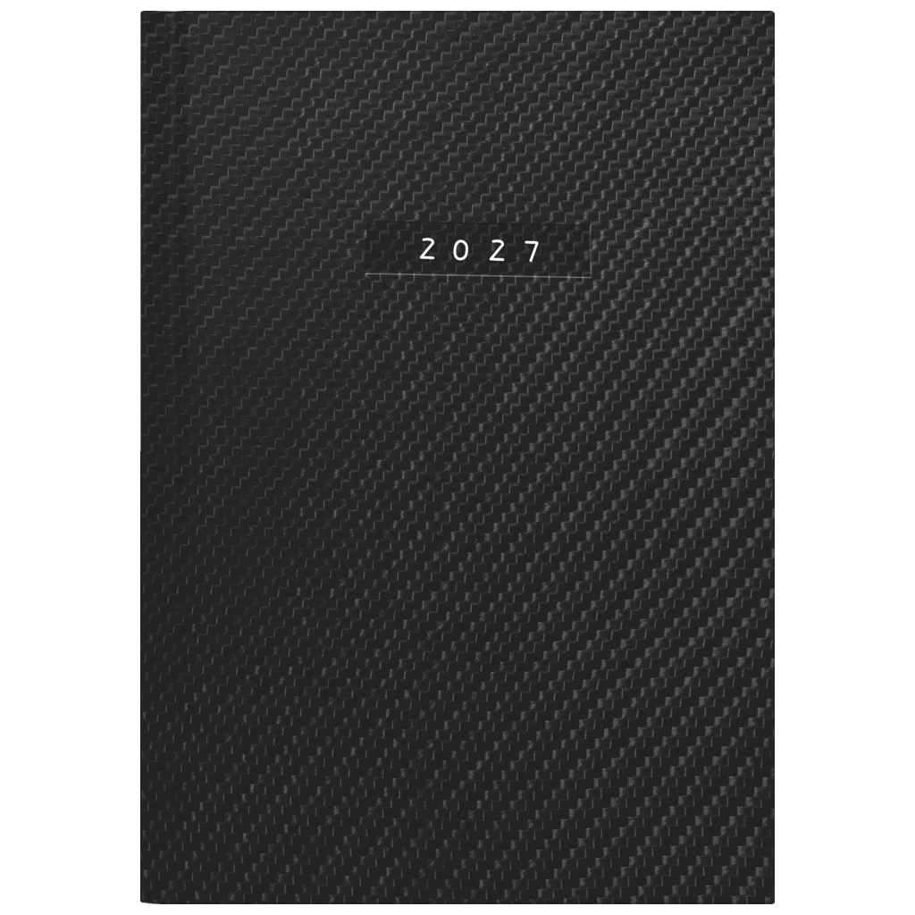 Buchkalender Mod. Chefplaner 2027 „Carbon“ | A5, Kunstleder