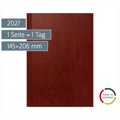 Buchkalender Mod. Chefplaner 2027 | A5, Kunststoff, weinrot