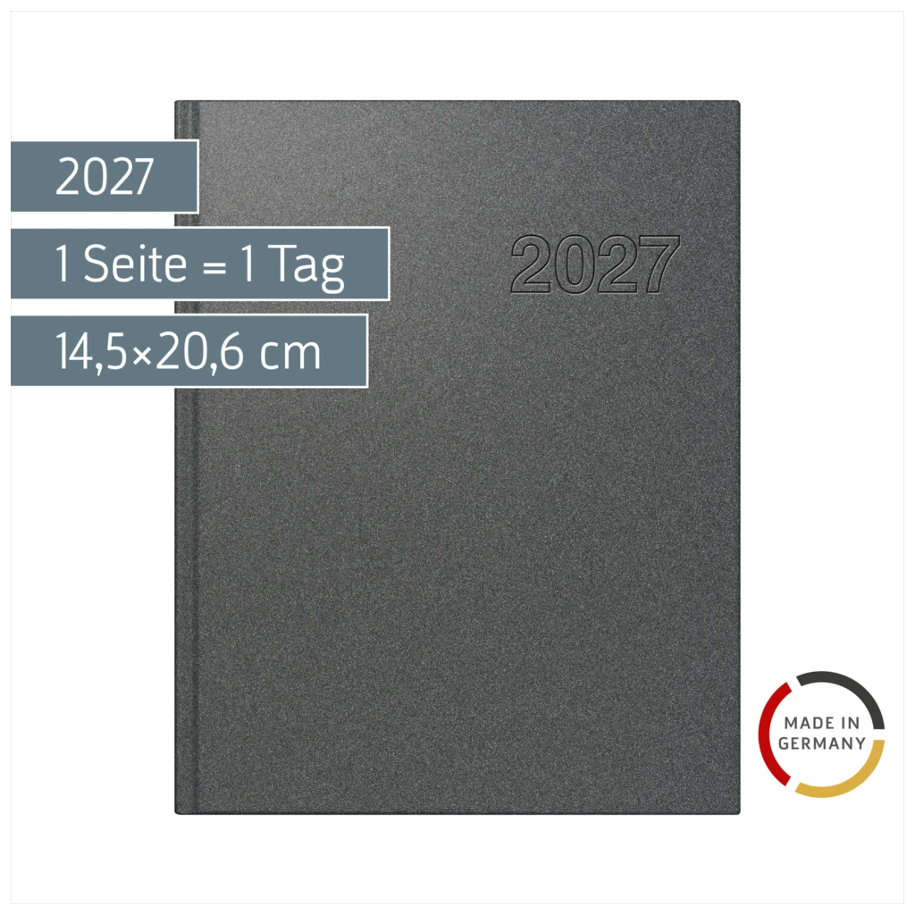 Buchkalender Mod. Chefplaner 2027 | A5, Kunststoff, grau
