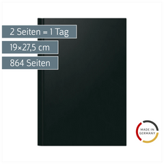 Buchkalender Mod. Ultraplan | 19×27,5 cm, Kunststoff, schwarz
