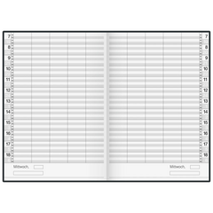 Buchkalender Mod. Ultraplan | 19×27,5 cm, Kunststoff, schwarz