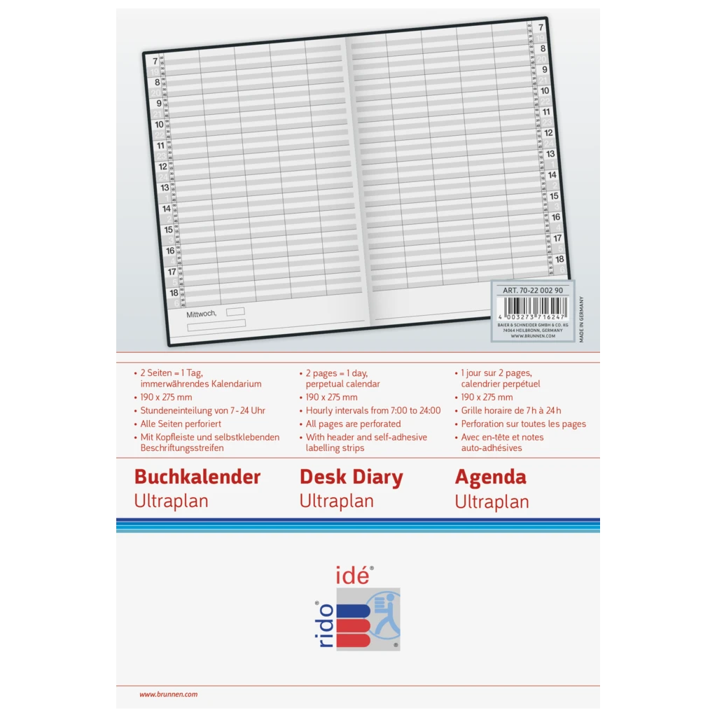 Buchkalender Mod. Ultraplan | 19×27,5 cm, Kunststoff, schwarz