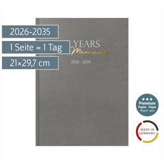 10-Jahres-Kalender Premium 2026-2035 „10 Years of Moments“ | A4, Kunstleder
