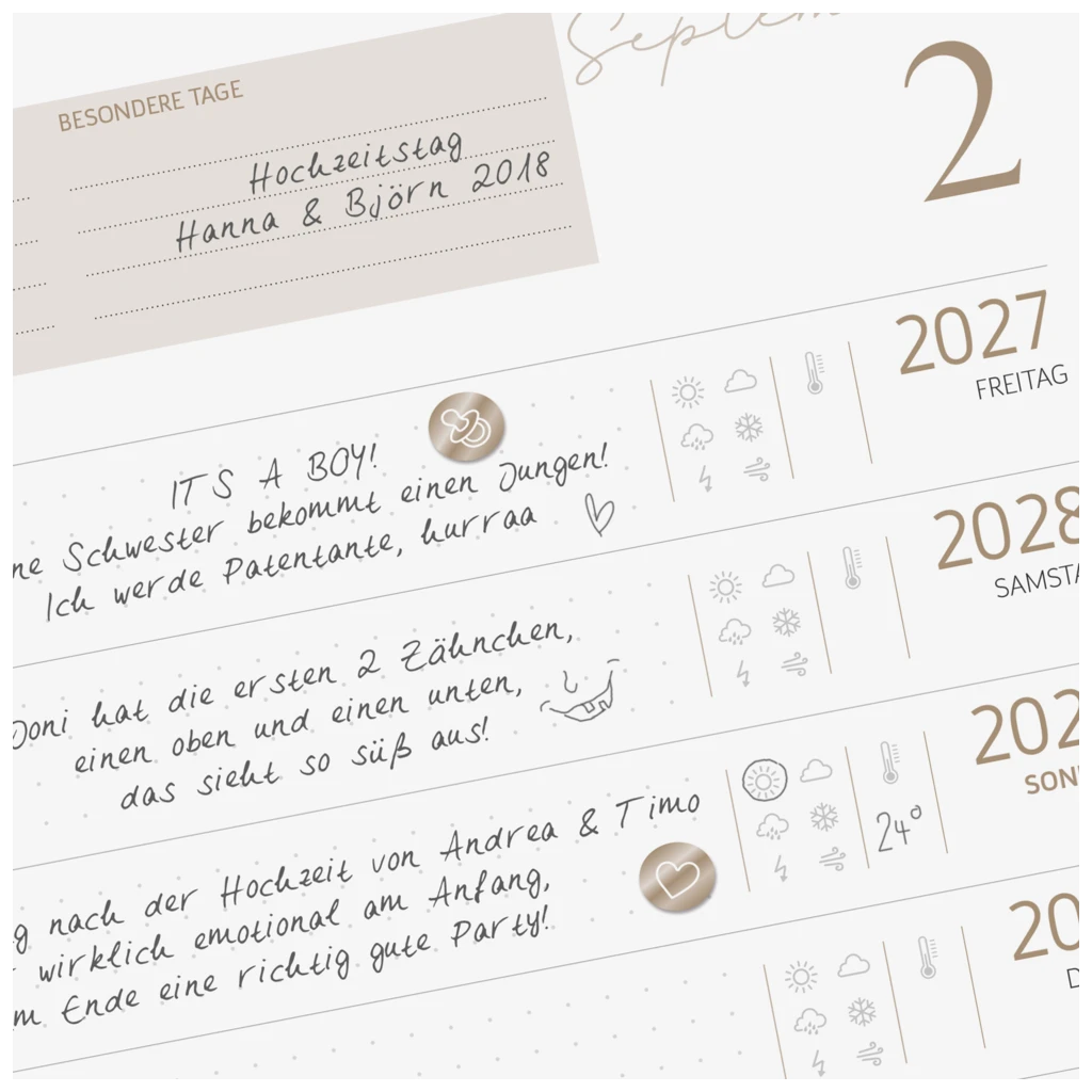 10-Jahres-Kalender Premium 2027-2036 „10 Years of Moments“ | A4, Kunstleder