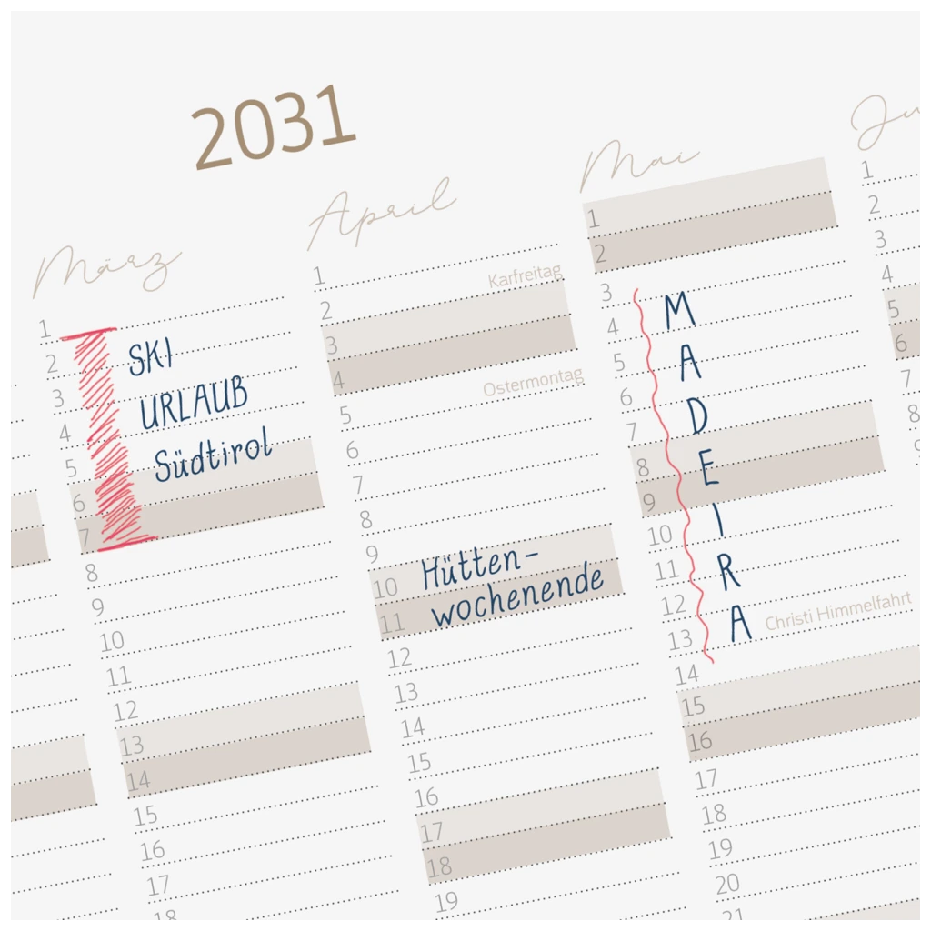 10-Jahres-Kalender Premium 2027-2036 „10 Years of Moments“ | A4, Kunstleder