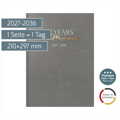 10-Jahres-Kalender Premium 2027-2036 „10 Years of Moments“ | A4, Kunstleder