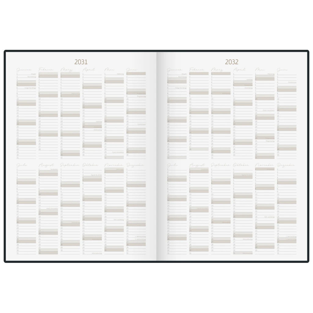 10-Jahres-Kalender Premium 2027-2036 „10 Years of Moments“ | A4, Kunstleder