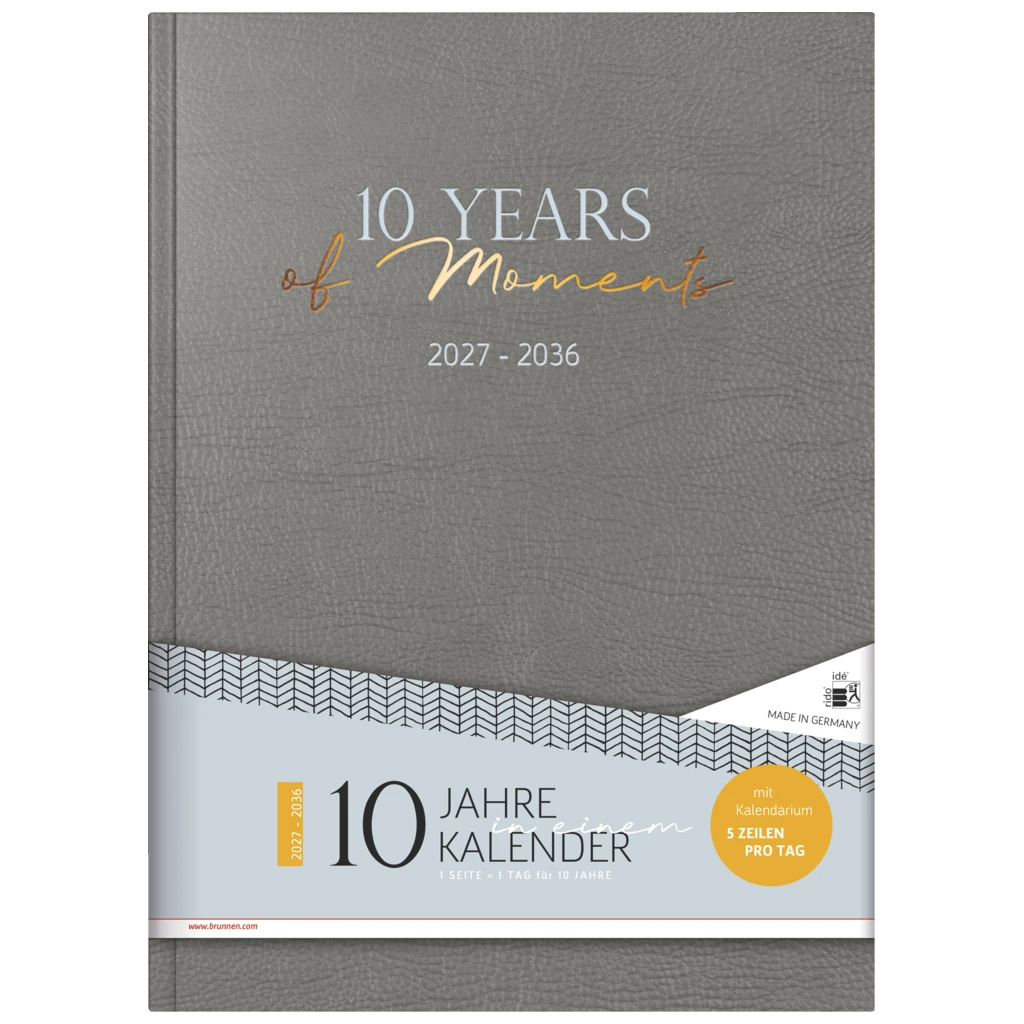 10-Jahres-Kalender Premium 2027-2036 „10 Years of Moments“ | A4, Kunstleder