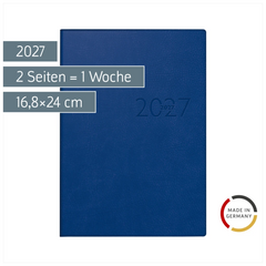 Buchkalender Mod. studioplan int. 2027 | 16,8×24 cm, Kunstleder, blau