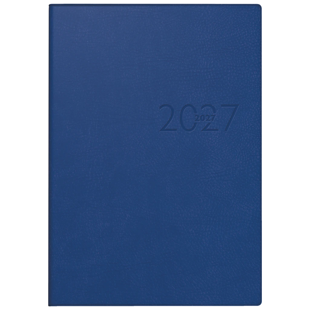Buchkalender Mod. studioplan int. 2027 | 16,8×24 cm, Kunstleder, blau
