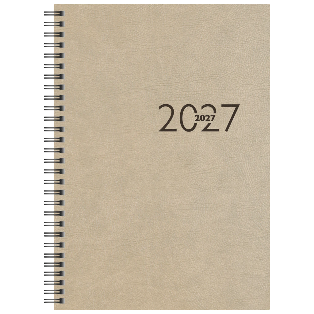 Buchkalender Mod. studioplan int. 2027 | 16,8×24 cm, Kunstleder, grau