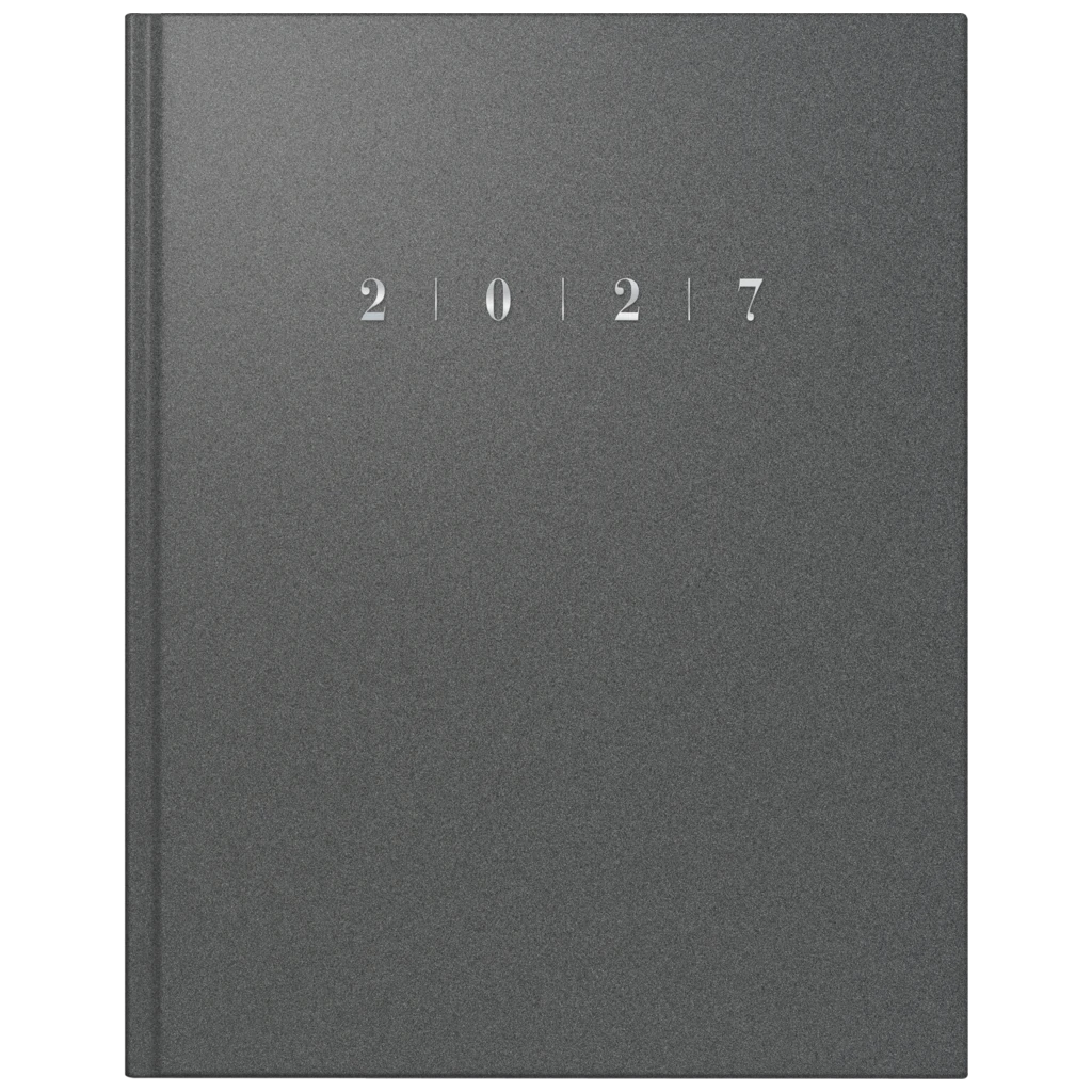 Buchkalender Premium Mod. Managerkalender TM 2027 | 20,5×26 cm, Kunststoff, grau