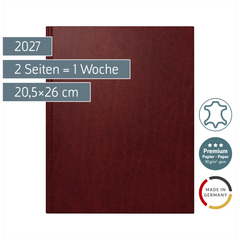 Buchkalender Premium Mod. Managerkalender TM 2027 | 20,5×26 cm, Leder, weinrot