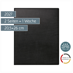 Buchkalender Premium Mod. Managerkalender TM 2027 | 20,5×26 cm, Kunstleder, schwarz