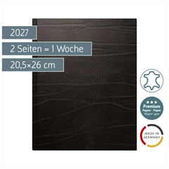 Buchkalender Premium Mod. Managerkalender TM 2027 | 20,5×26 cm, Leder, schwarz