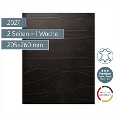 Buchkalender Premium Mod. Managerkalender TM 2027 | 205×260 mm, Leder, schwarz