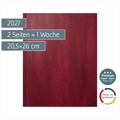 Buchkalender Premium Mod. Managerkalender TM 2027 | 20,5×26 cm, Kunstleder, rotbraun