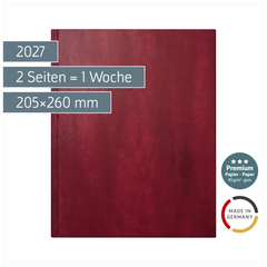 Buchkalender Premium Mod. Managerkalender TM 2027 | 205×260 mm, Kunstleder, rotbraun