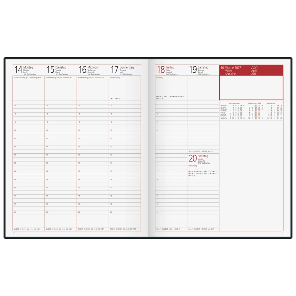 Buchkalender Premium Mod. Managerkalender TM 2027 | 20,5×26 cm, Kunstleder, schwarz