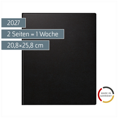 Buchkalender 2027 | 20,8×25,8 cm, Kunststoff, schwarz