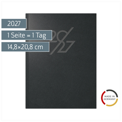Buchkalender Mod. Mentor 2027 | A5, Kunstleder, schwarz