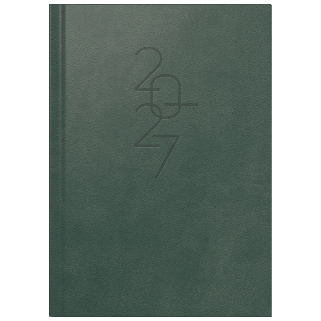 Buchkalender Mod. Mentor 2027 | A5, Kunstleder, dunkelgrün