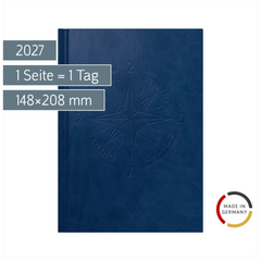 Buchkalender Mod. Mentor 2027 „Nautic“ | A5, Kunstleder