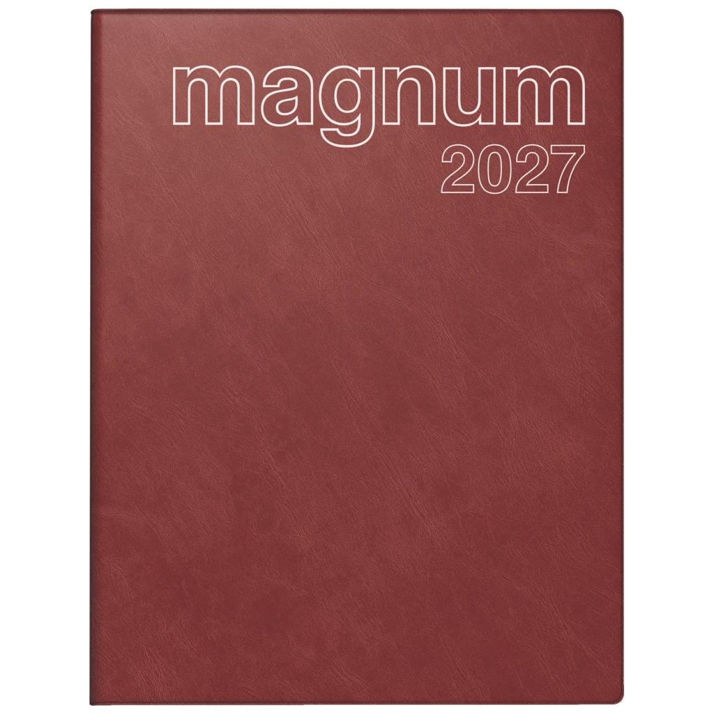 Buchkalender Mod. magnum 2027 | 183×240 mm, Kunststoff, weinrot