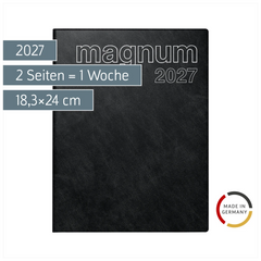 Buchkalender Mod. magnum 2027 | 18,3×24 cm, Kunststoff, schwarz