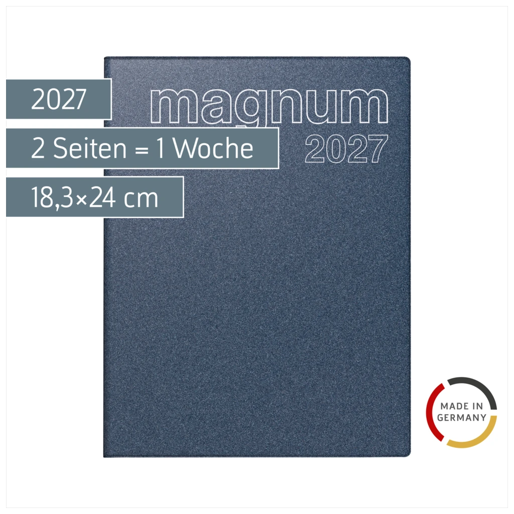 Buchkalender Mod. magnum 2027 | 18,3×24 cm, Kunststoff, blau