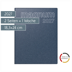 Buchkalender Mod. magnum 2027 | 18,3×24 cm, Kunststoff, blau