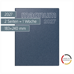 Buchkalender Mod. magnum 2027 | 183×240 mm, Kunststoff, blau