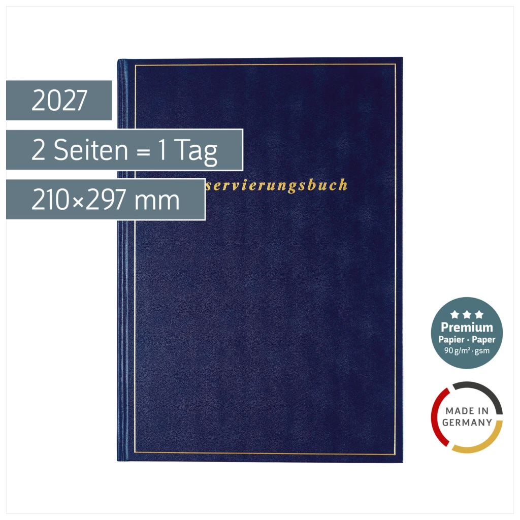 Reservierungsbuch Premium 2027 | A4, Kunststoff, dunkelblau