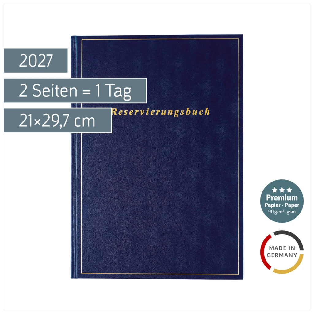 Reservierungsbuch Premium 2027 | A4, Kunststoff, dunkelblau