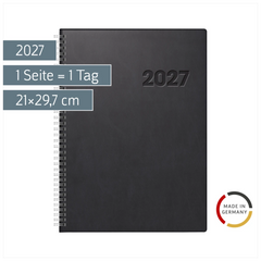 Buchkalender Mod. Conform 2027 | A4, Kunststoff, schwarz