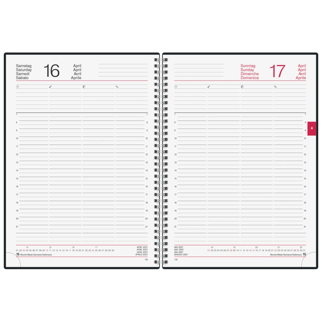 Buchkalender Mod. Conform 2027 | A4, Kunststoff, schwarz