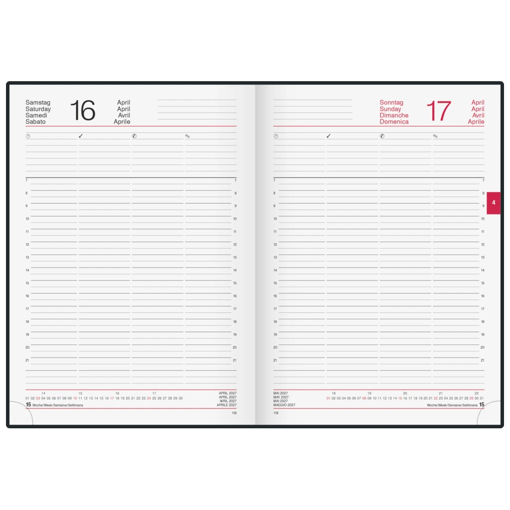 Buchkalender Mod. Conform 2027 | A4, Kunststoff, schwarz