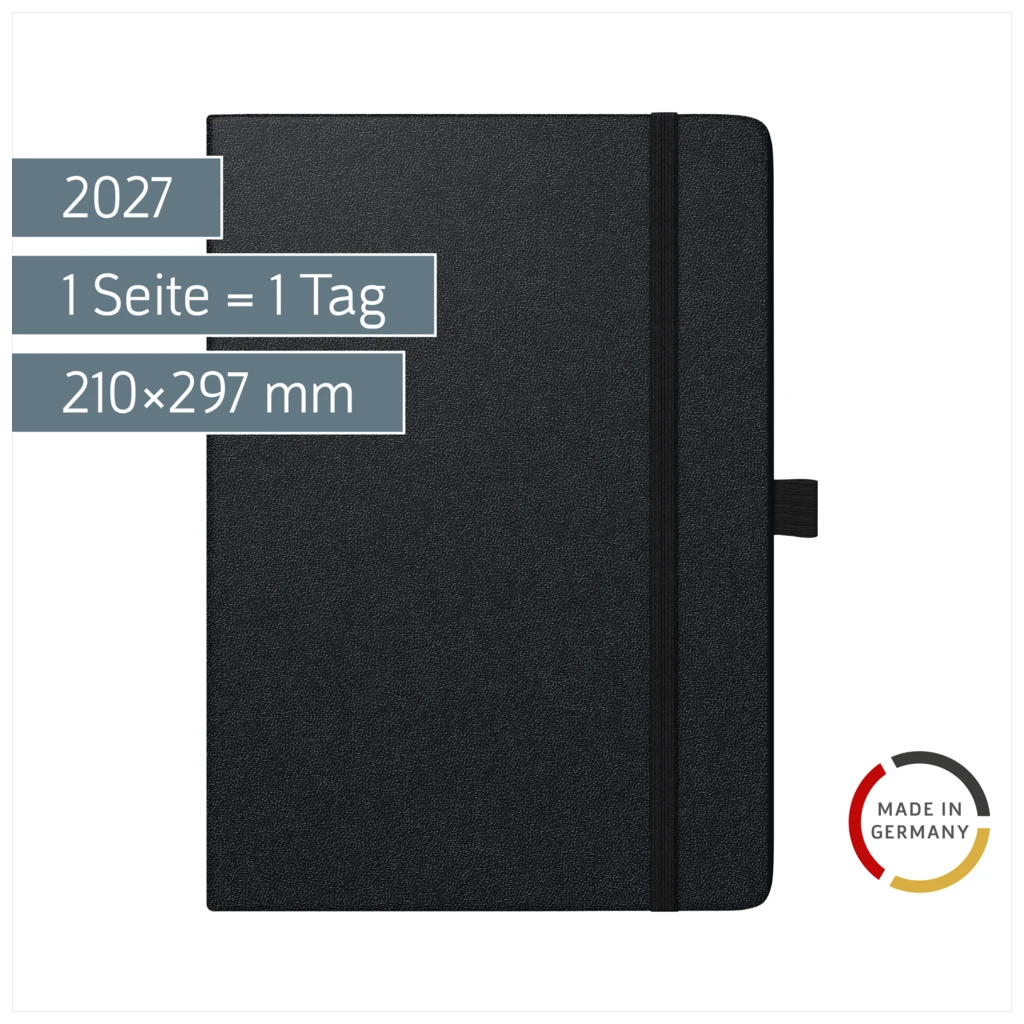 Buchkalender Mod. Conform 2027 | A4, Kunststoff, schwarz
