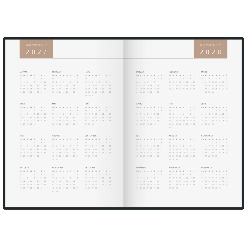 Buchkalender Premium Young Line 2027 „Waves“ | A5, Papier