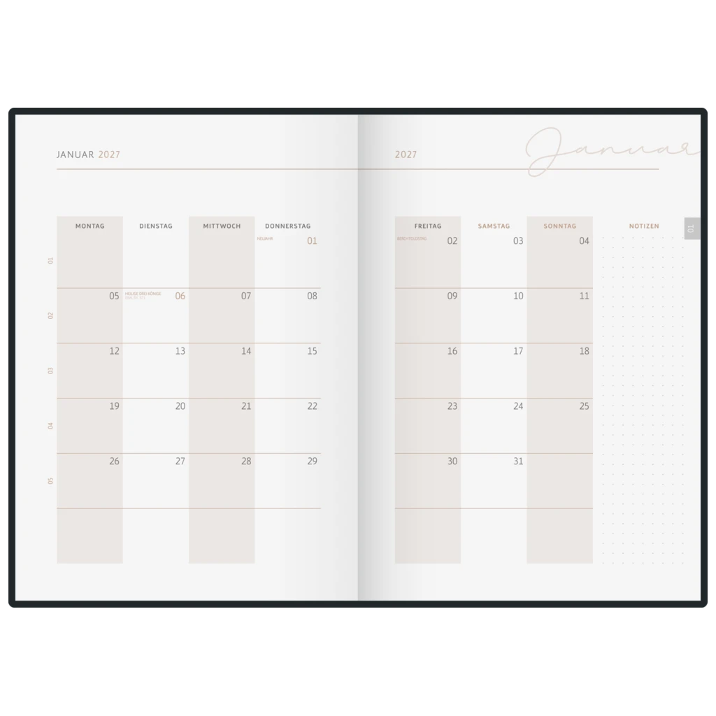 Buchkalender Premium Young Line 2027 „Waves“ | A5, Papier