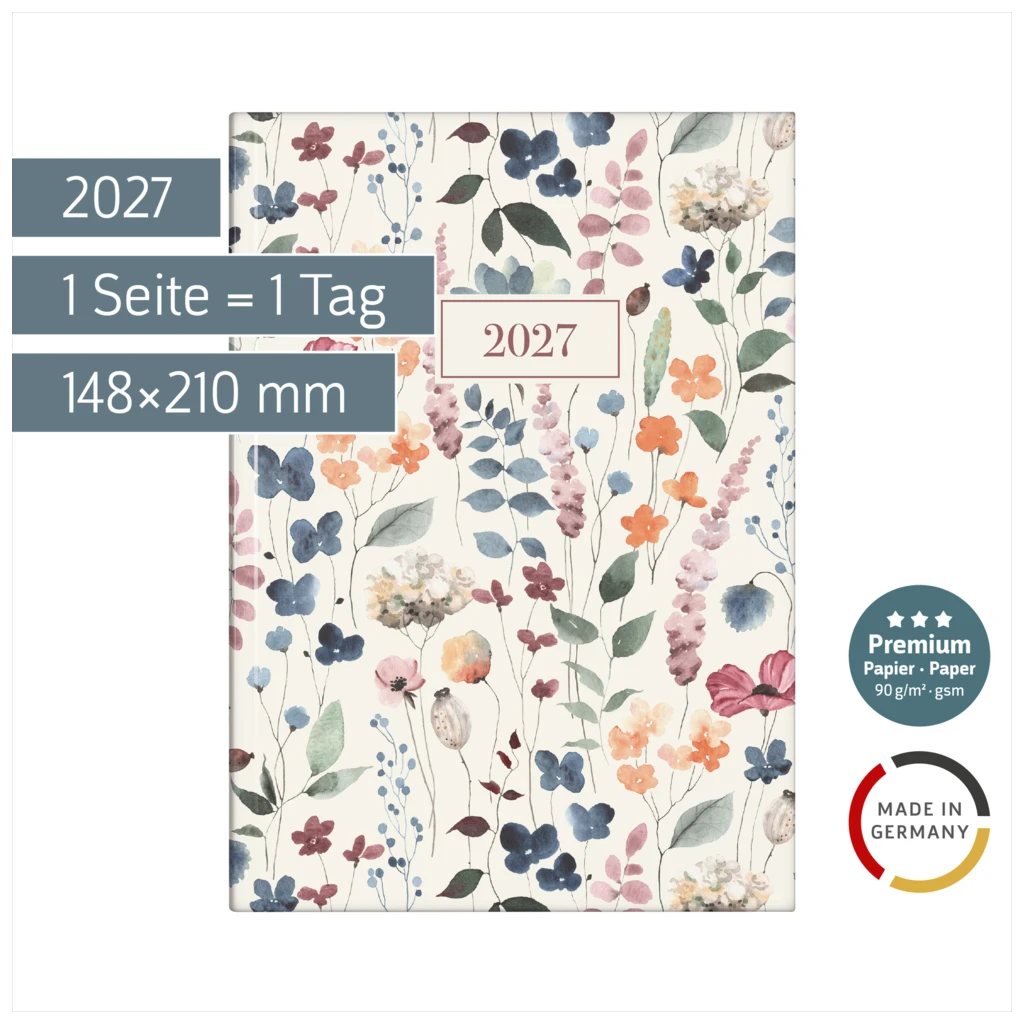 Buchkalender Premium Young Line 2027 „Watercolor“ | A5, Papier