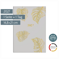 Buchkalender Premium Young Line 2027 „Monstera“ | A5, Papier