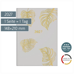 Buchkalender Premium Young Line 2027 „Monstera“ | A5, Papier